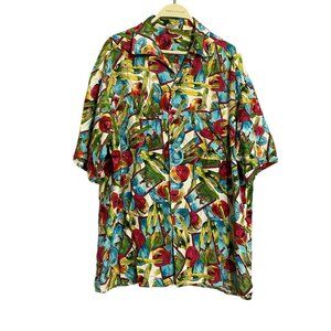 Vintage Men Go Silk Shirt Button Sz 2X Western Cowboy Horse Rodeo Desert Cactus